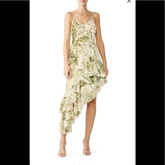 Hemant & Nandita emerald multi floral  high to low dress - Picture 1 of 5